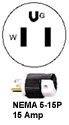 NEMA 5-15P Non-Locking 15 Amp