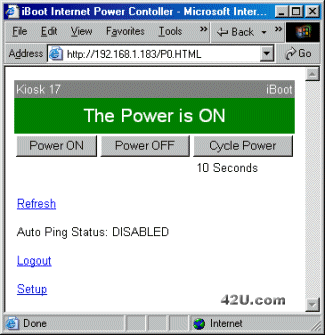 Dataprobe iBoot Remote Reboot Screen Shot