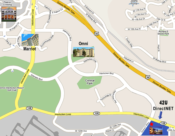 Directions to 42U from Marriott Renaissance and Omni Hotel:
