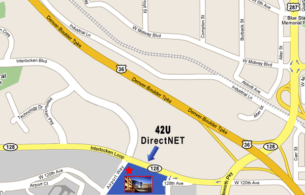Local Map of 42U offices at Interlocken in Broomfield: