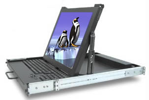 Raloy 1U 15" Rackmount LCD Monitor with Drawer