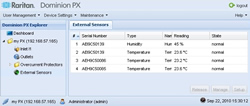 Raritan PX-1000 External Sensors Web GUI Page