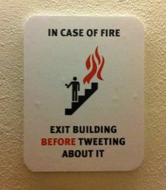 Fire Safety Sign about Tweeting from Google